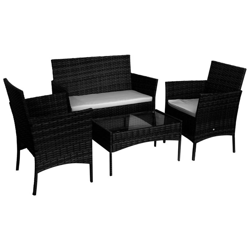 Hortus Four Seater Garden Furniture & Table Set (Black) Sportpursuit