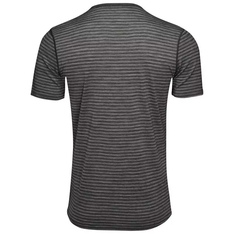 ISOBAA Mens Merino 150 Pocket T-Shirt (Mini Stripe Smoke/Charcoal) | S