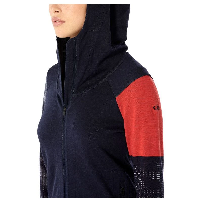 Icebreaker Womens Merino Away II Zip Hooded Jacket Midnight Navy Fire