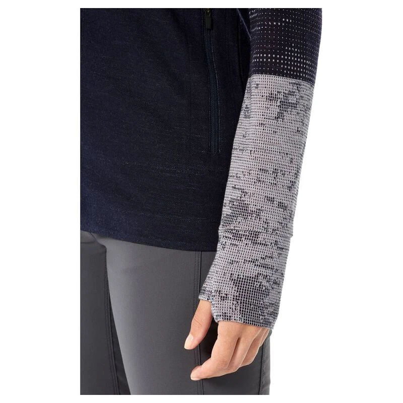 Icebreaker Womens Merino Away II Zip Hooded Jacket Midnight Navy Fire