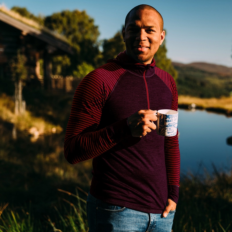 Isobaa mens merino 200 zip neck hoodie outlet