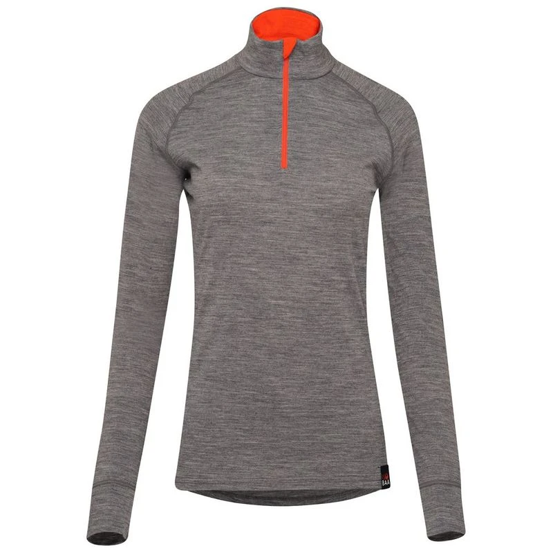 Women's 100% Merino Wool Midweight Base Layer – Long Sleeve Zip Neck Ski Top
