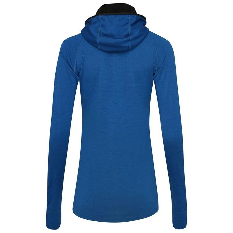 ISOBAA Womens Merino 200 Zip Neck Hoodie Blue Sportpursuit