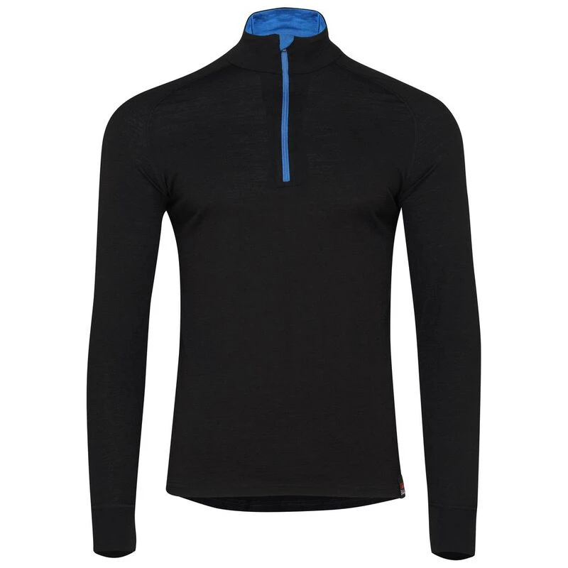 Isobaa Mens Merino 200 Long Sleeve Zip Neck Black Sportpursuit