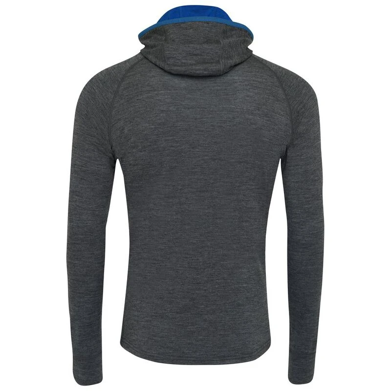 ISOBAA Mens Merino 200 Zip Neck Hoodie Smoke Sportpursuit
