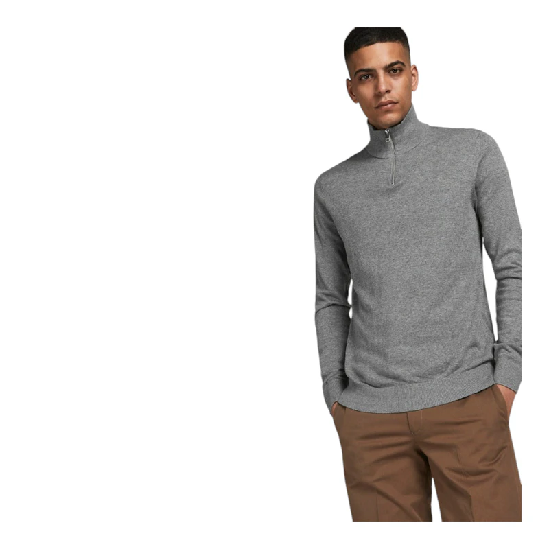PJ PAUL JONES Maglione Uomo Maniche Lunghe Con Zip | Grigio Scuro Taglia L | Tessuto Morbido A Maglia Per Autunno E Inverno