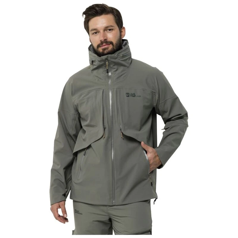 Jack Wolfskin Mens Diskovera 3L Waterproof Jacket Gecko Green Spor