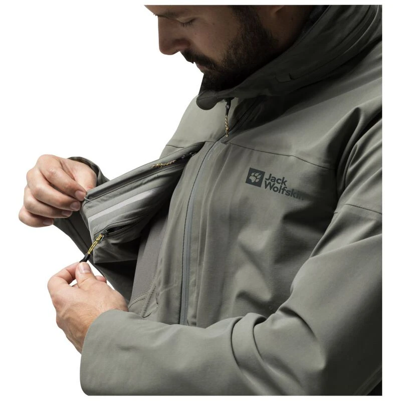 Jack Wolfskin Mens Diskovera 3L Waterproof Jacket Gecko Green Spor