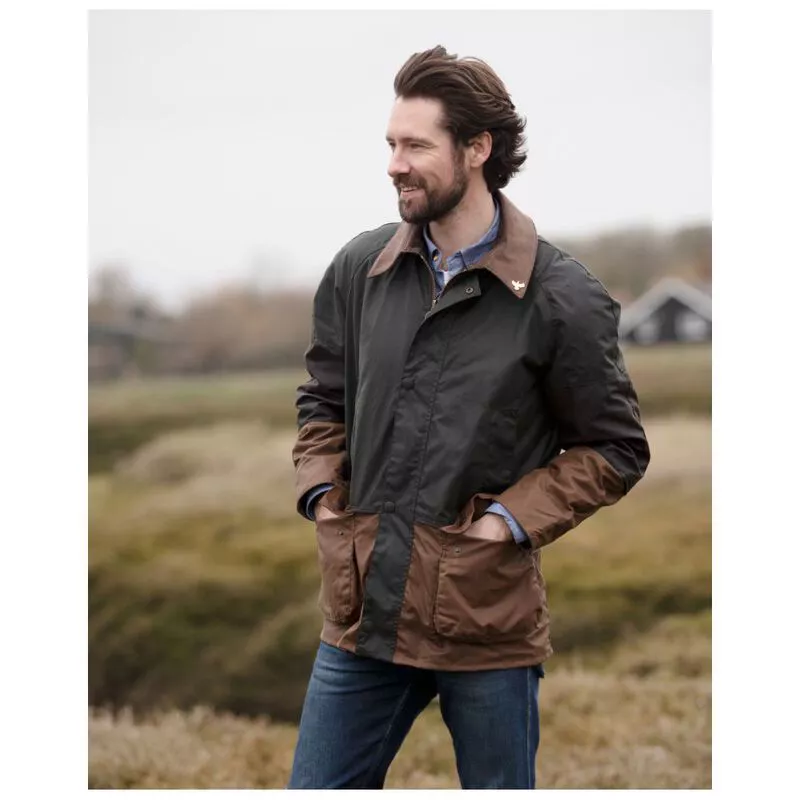 John Partridge Mens Landowner Tri-Colour Wax Walking Jacket (Forest Wa