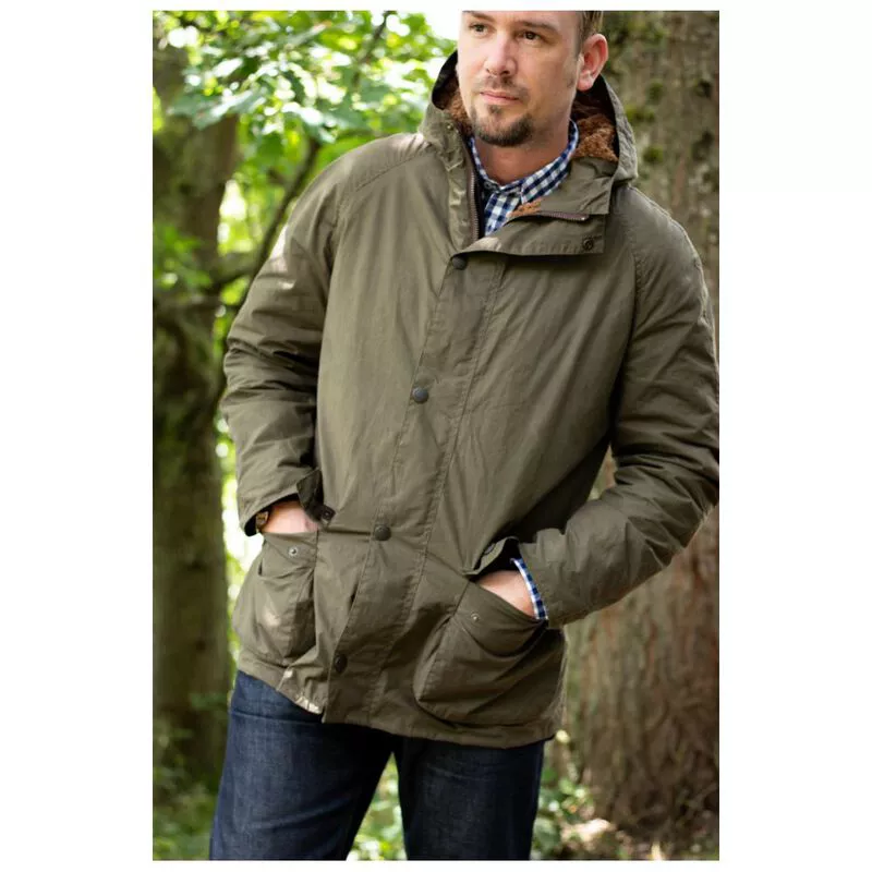 John Partridge Mens Landowner Hooded Wax Walking Jacket (Khaki) | Spor
