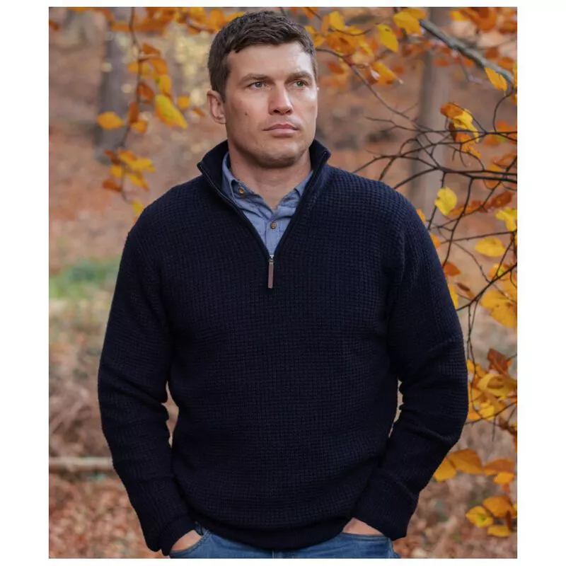 John Partridge Mens Zip Neck Pullover Midnight Navy Sportpursuit.c
