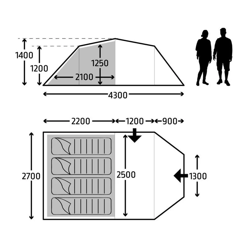 Kampa Mersea 4 Tent (Grey) | Sportpursuit.com