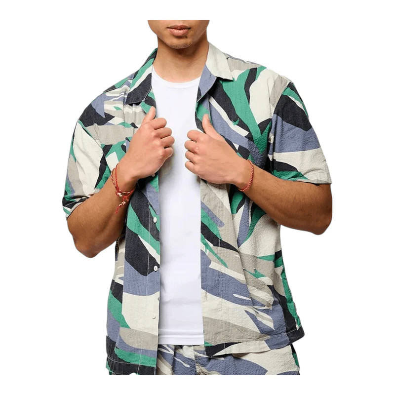 Chemise À Manches Courtes Homme Onswayne Life Viscose Vert et bleu ONLY AND SONS