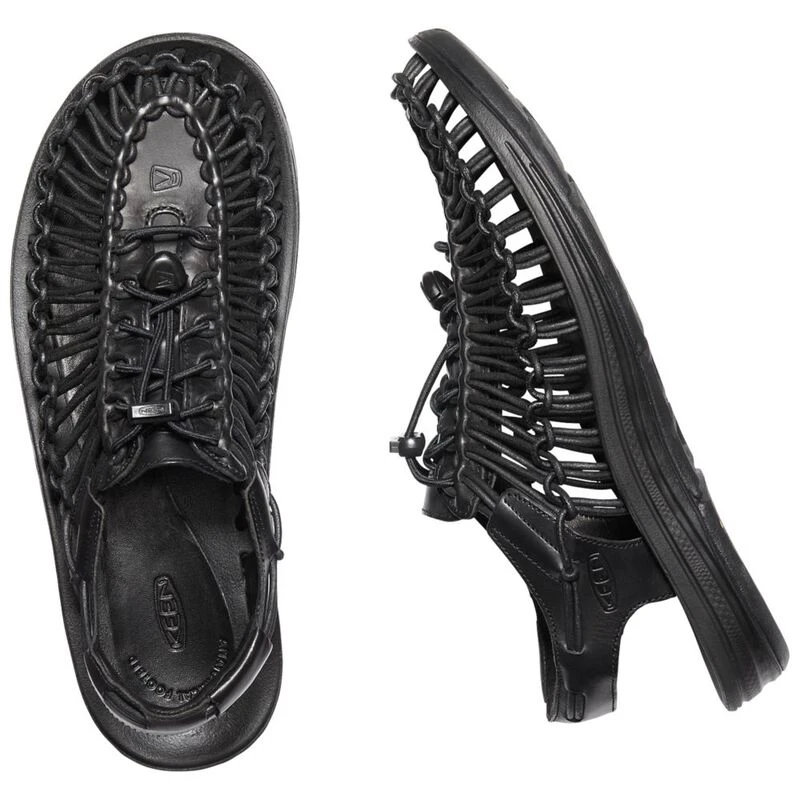 Keen Mens Uneek Premium Leather Sandals (Black) | Sportpursuit.com