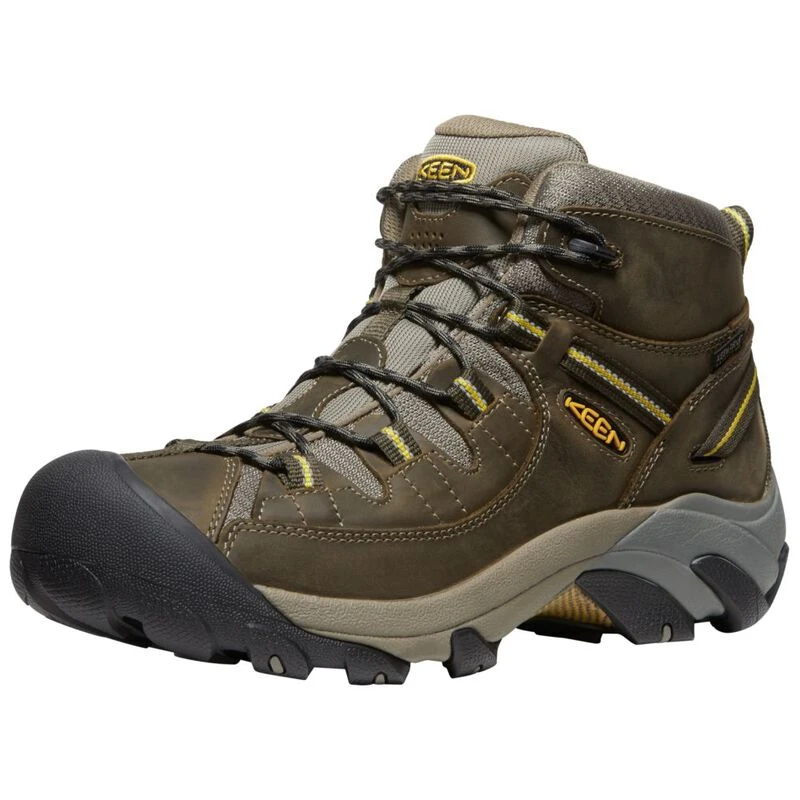 Keen Mens Targhee II Mid WP Waterproof Hiking Boots Black Olive Yello