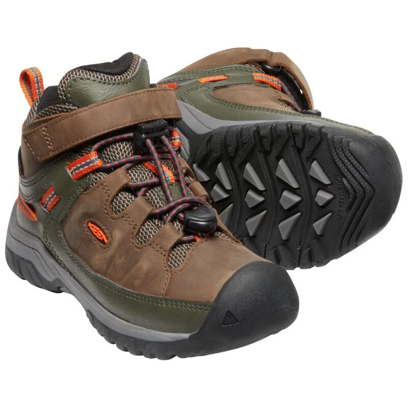 Keen Kids Targhee Mid WP Waterproof Hiking Boots Dark Earth Forest Ni