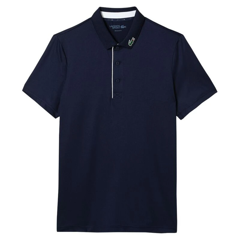 Lacoste Mens Ribbed Collar Polo (Navy Blue/White) | Sportpursuit.com