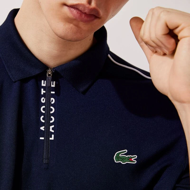 Lacoste Mens Knit Polo Shirt Navy Blue White Sportpursuit