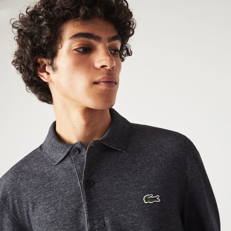 Lacoste Mens Ribbed Long Sleeve Polo Shirt Lightning Chine Sportpu