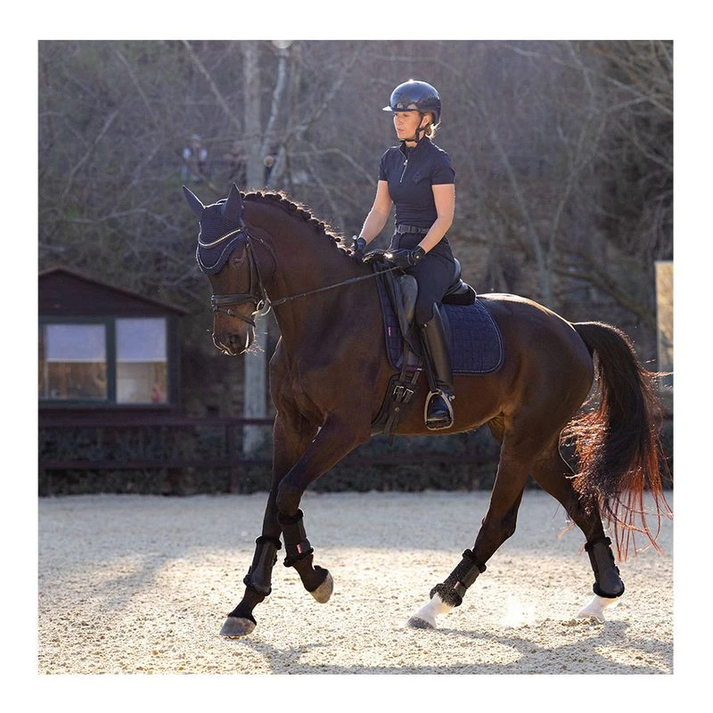 Tapis De Selle Dressage Bello-Equine, Poly-coton Bleu Marine, Taille Grand/pleine, Neuf