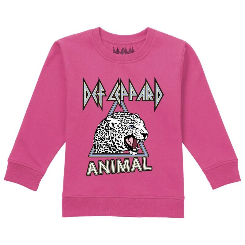 Printed Sweatshirt - Pink/Def Leppard - Ladies