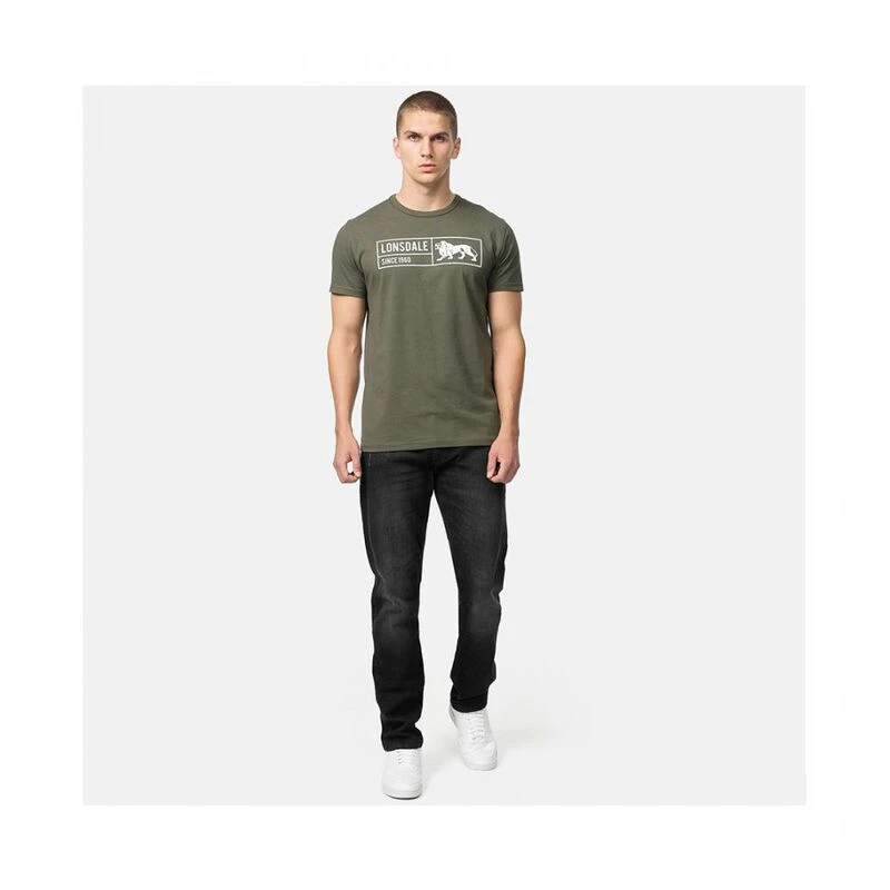 Lonsdale NORMALE PASSFORM CADAMSTOWN - Camiseta Estampada Olive White L2g22o046 N11