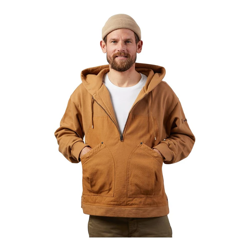 Pull à capuche brun à logo Maison Kitsuné en solde