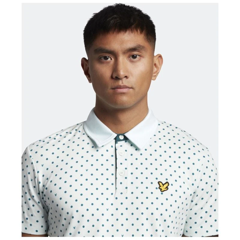 Lyle Scott Mens Lyle Polka Dot Golf Polo Shirt Acid Blue Sportpu