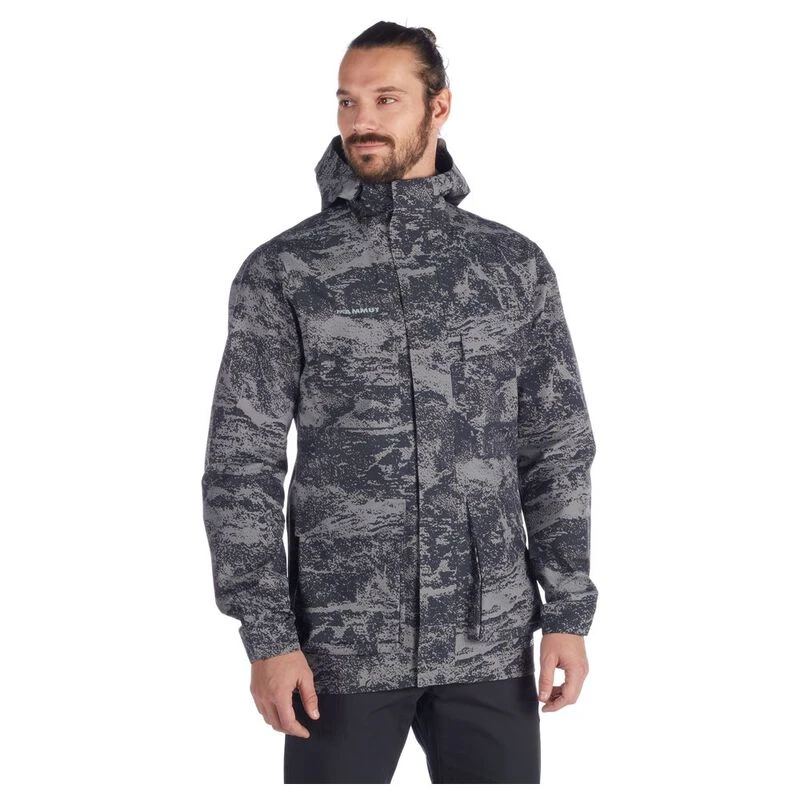 Mammut Mens Seon Pro Hardshell Hooded Jacket Grey Camo Sportpursui
