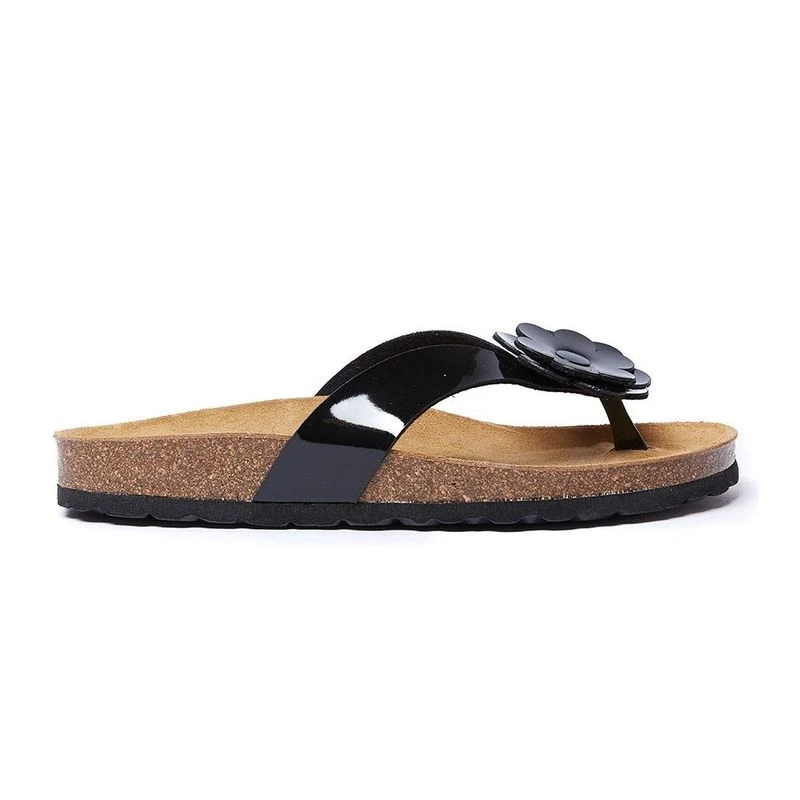 Mandel Womens Lene Patent Flip Flops Black Sportpursuit