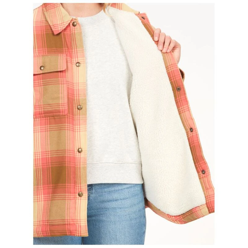 Marmot Womens Ridgefield Sherpa Lined Flannel Shirt Grapefruit Spo