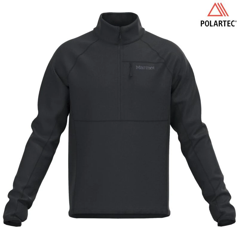Marmot Mens Olden Polartec Half Zip Fleece Top Black Sportpursuit