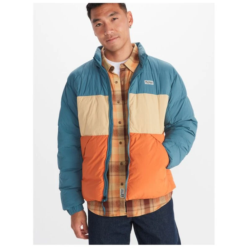 Marmot Mens Ares Down Jacket Moon River Light Oak Tangelo Sportpur