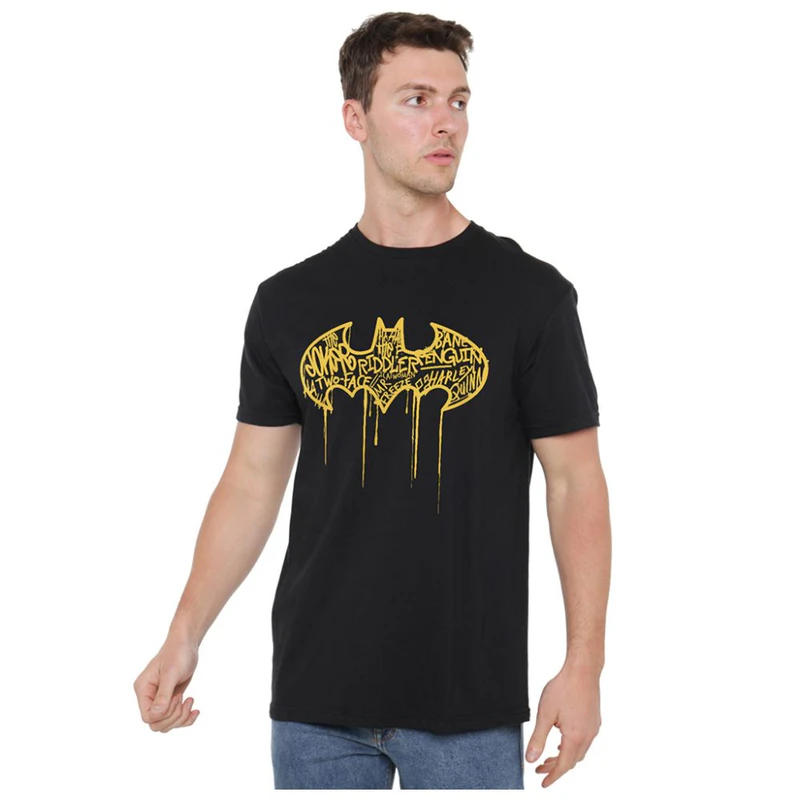 DC Comics Herren T-Shirt - Batman Basic Logo, Schwarz