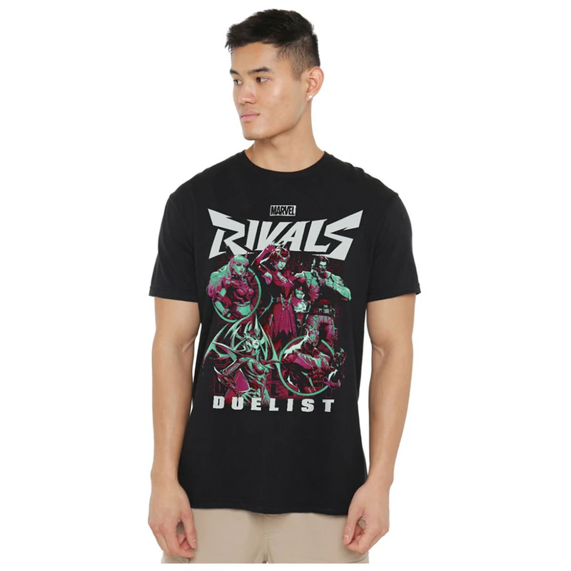 Try Hard Rivals Shirts Marvel Rivals Duelist Trend (Front Print) Short-Sleeve T-Shirt (Black)