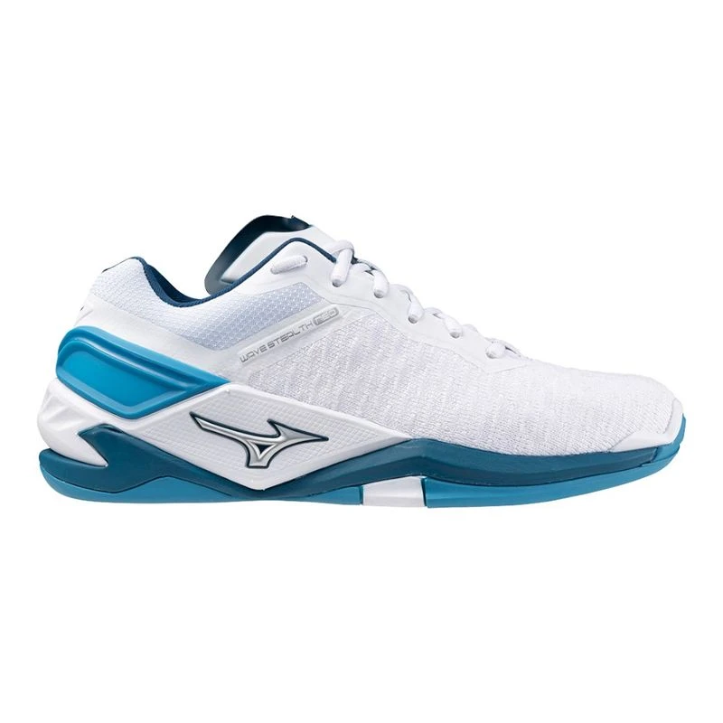 Mizuno Mens Wave Stealth Neo Handball Shoes White SailorBlue Silver