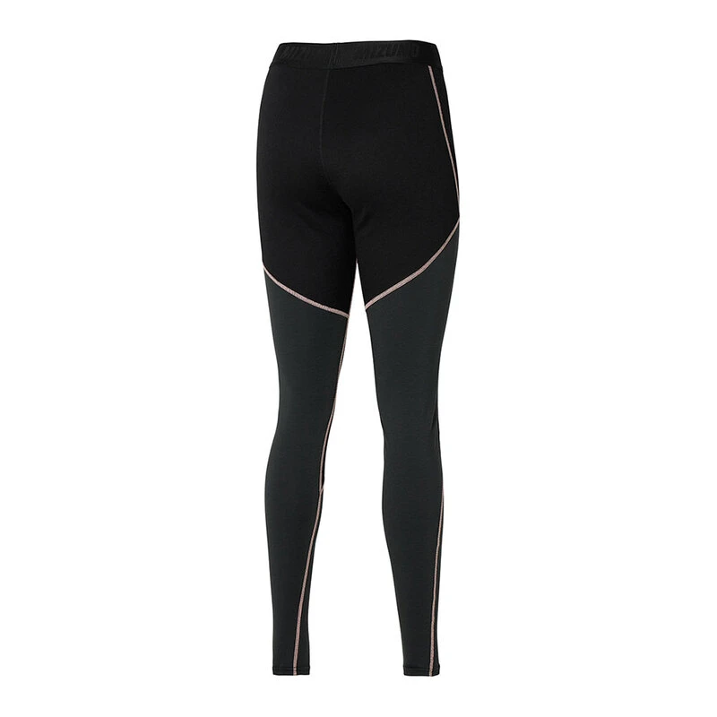 Mizuno Womens Breath Thermo Merino Wool Tights Black Apricot Blush