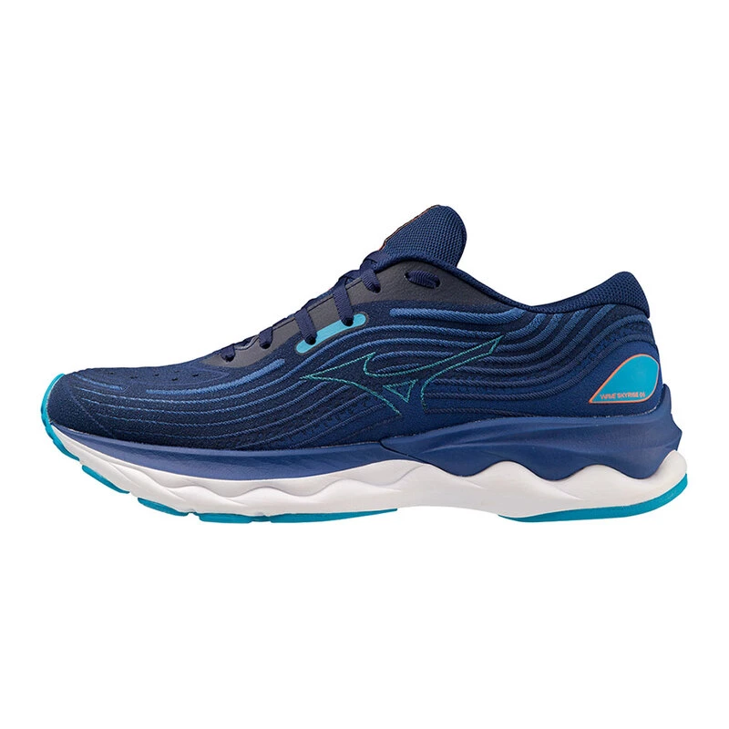 Mizuno Mens Wave Skyrise 4 Running Shoes Blue Sportpursuit