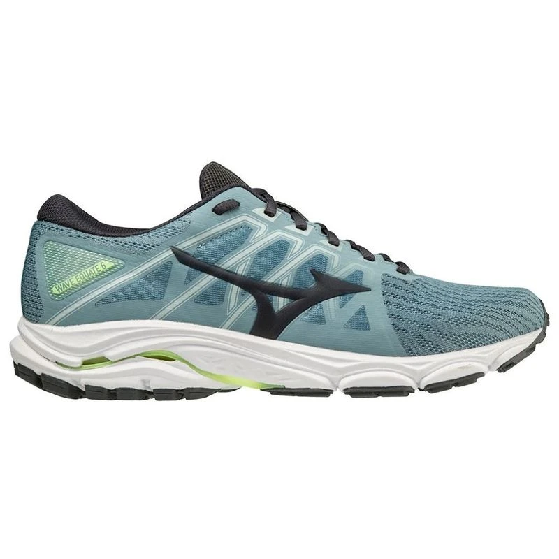 Mizuno Mens Wave Equate 6 Running Shoes Smoke Blue Ebony Neo Lime