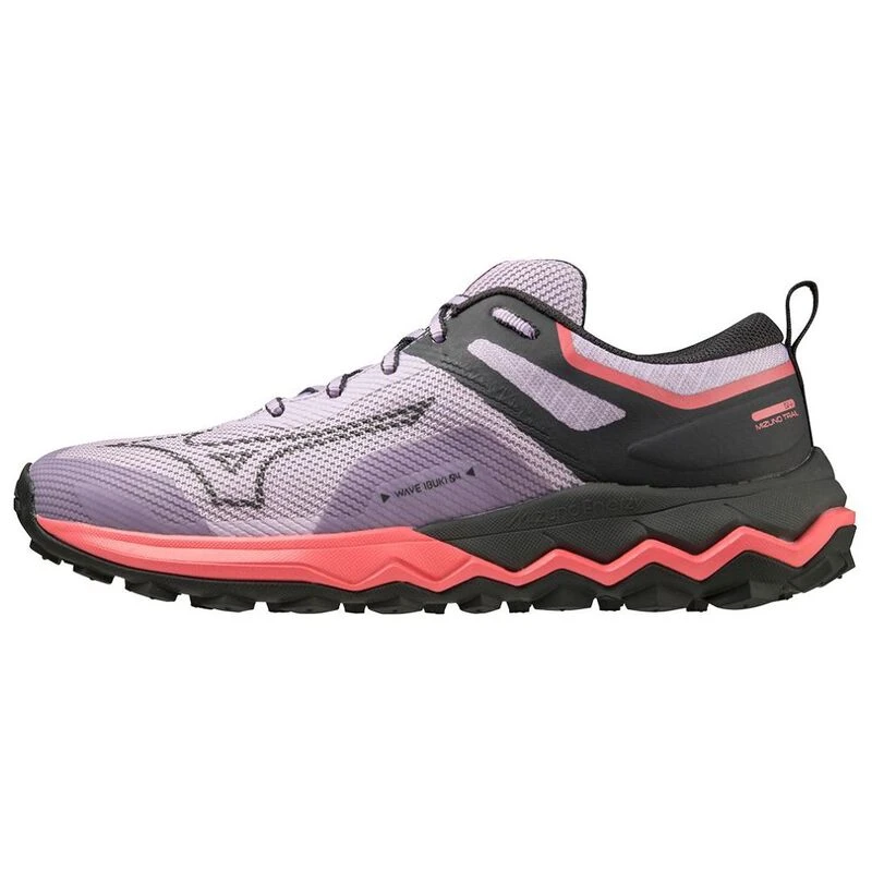 Mizuno Womens Wave Ibuki 4 Running Shoes Lilac Black Oyster Sky Coral