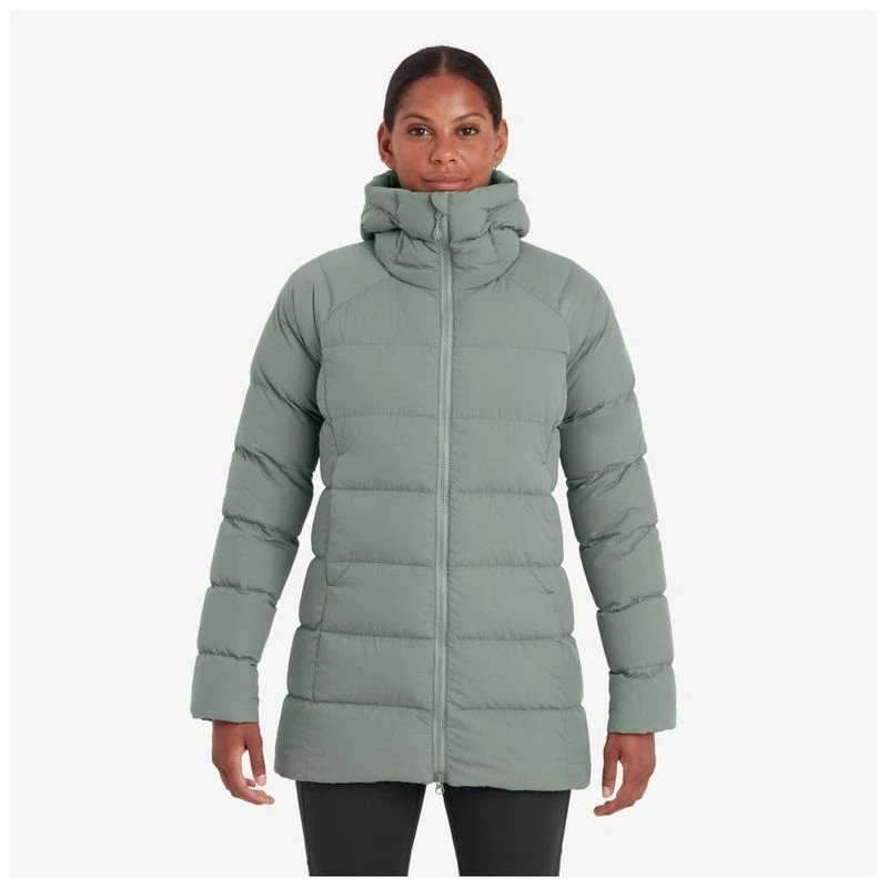 Montane Womens Tundra Hooded Down Jacket Eucalyptus Sportpursuit.c