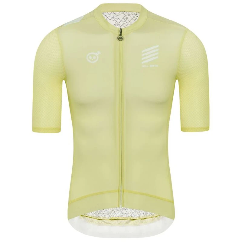 Maillot Cycliste Giordana Léger Jaune, Manches Courtes, 3 Poches, Taille L, Polyester