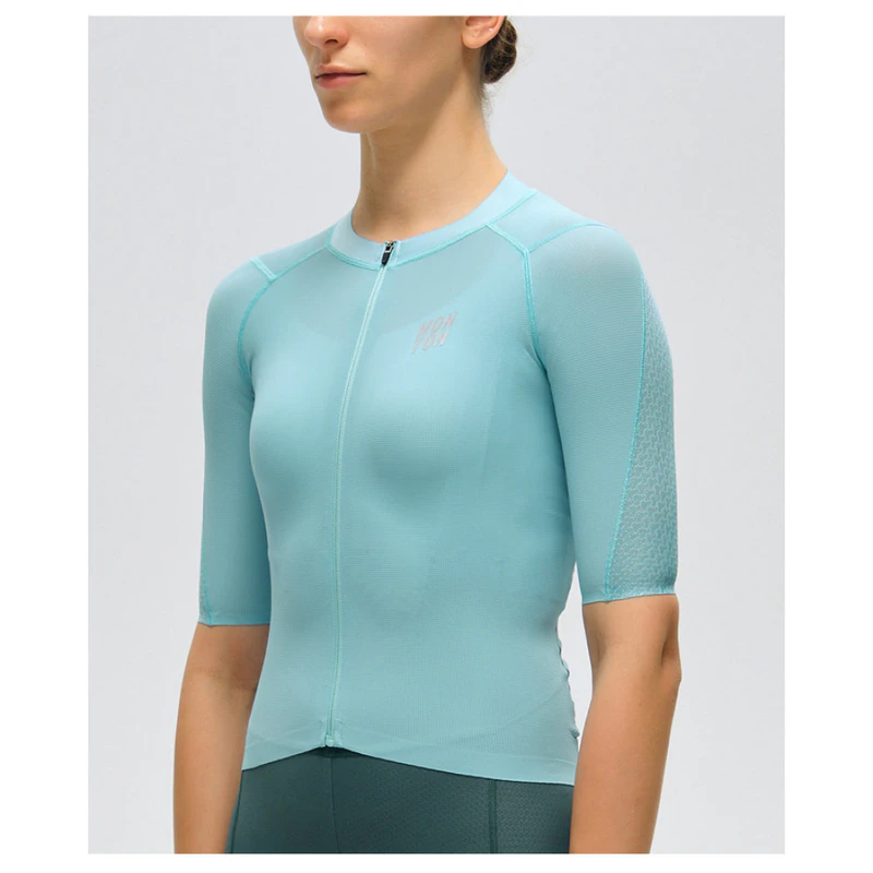 Maillot de cyclisme en mérinos à manches courtes marron pour femme