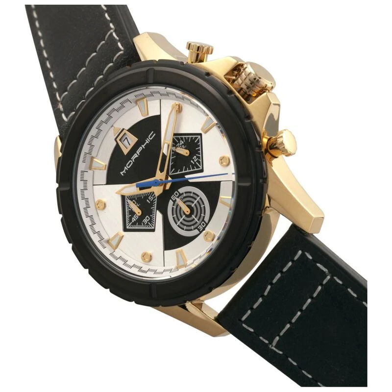 Morphic M57 Series Chronograph Leather Band Heren Casual Horloge Geel