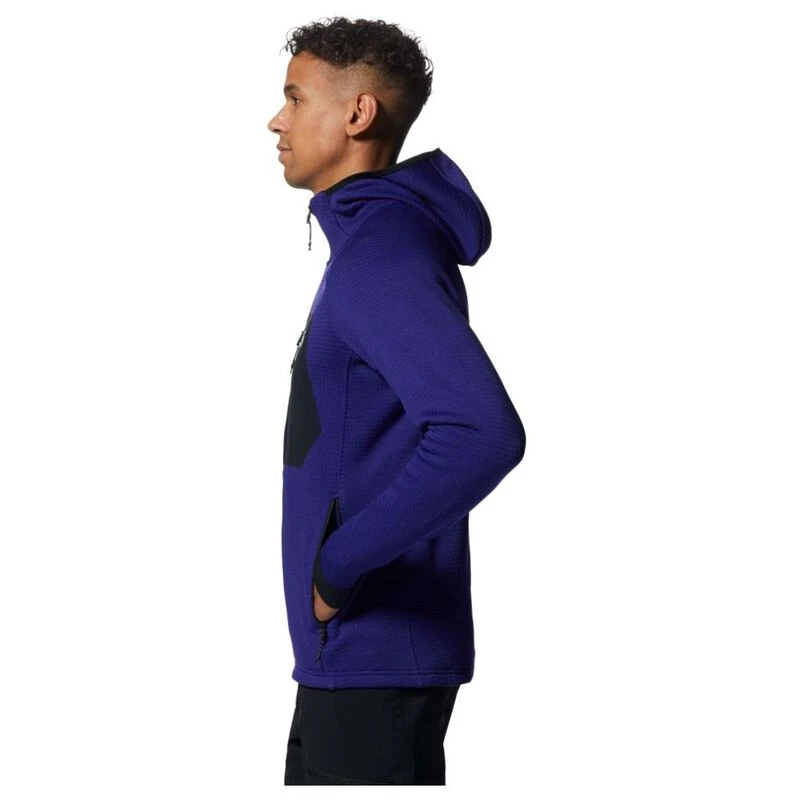 MountainHardwear Mens Polartec Power Grid Hooded Jacket Klein Blue He