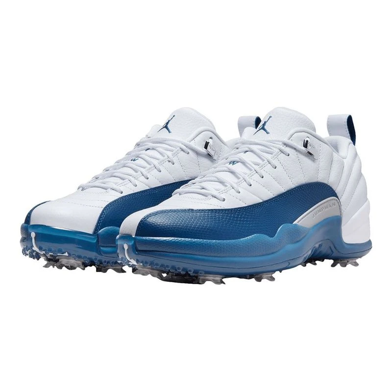 Nike Mens Air Jordan XII Low Golf Shoes White French Blue Metallic Si