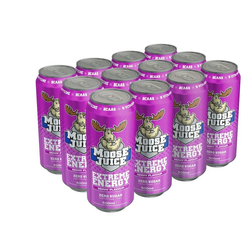 Muscle Moose Moose Juice Energy and BCAA Drink (12 x 500ml Berry)