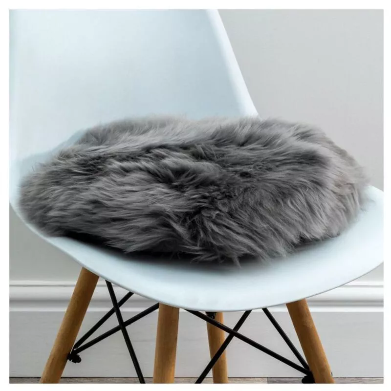 Native Natural Round Sheepskin Chair Pad Grey Sportpursuit