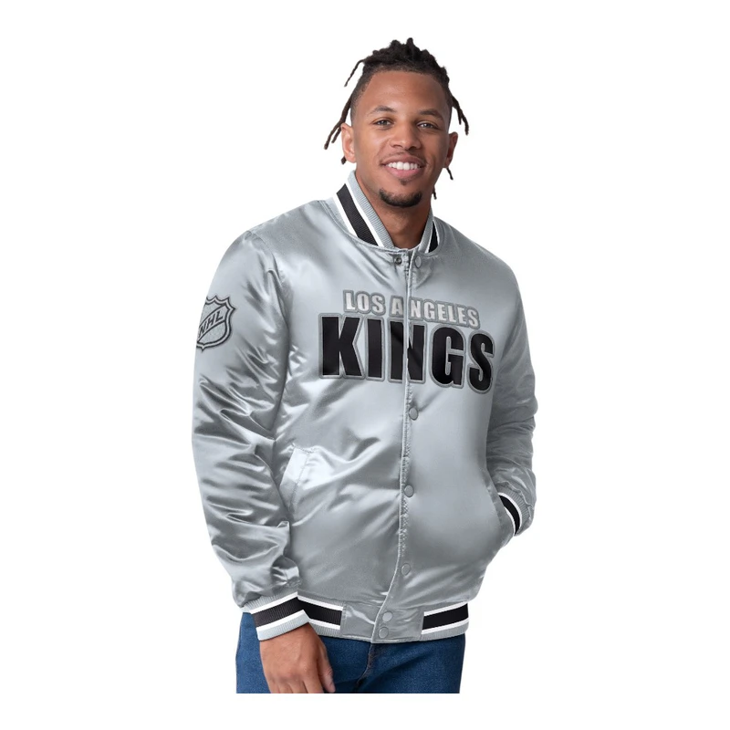 Los Angeles Kings ジャケット グレー Men's Los Angeles Kings Starter Gray Printed Team Logo Satin