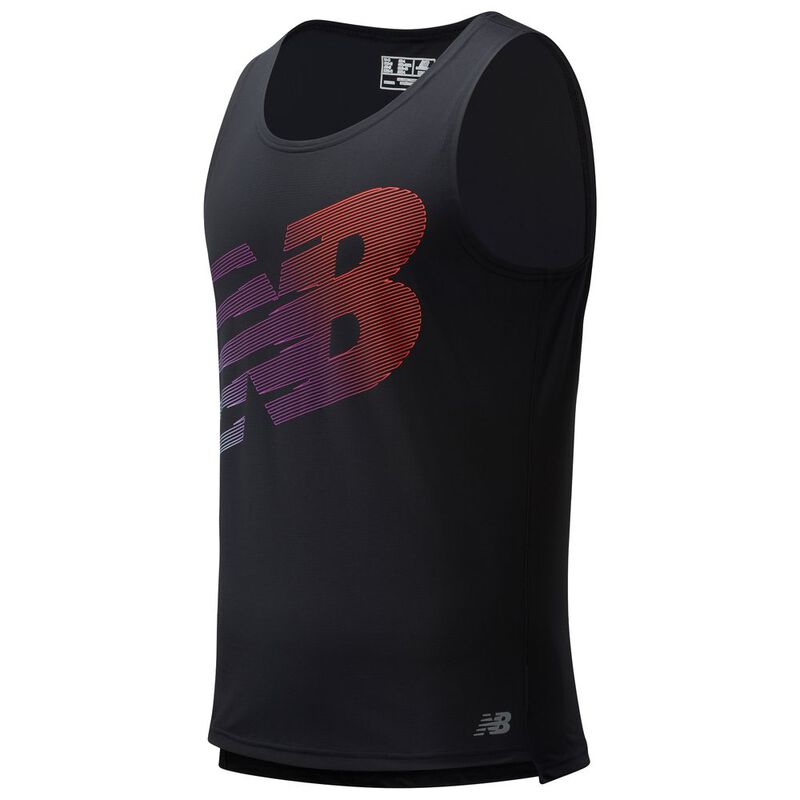 New Balance Mens Accelerate Printed Singlet (Black)
